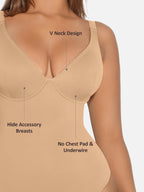 Feelingirl V Neck Tummy Control Shaping Bodysuit