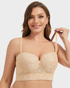 Sujetador Longline Sin Tirantes con Aros y Encaje Suave