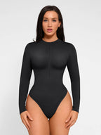 Body sin Costuras de Manga Larga con Cremallera y Tipo Tanga