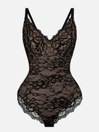Feelingirl-V-Neck-Bodysuit-with-Lace-Fabric-BK1