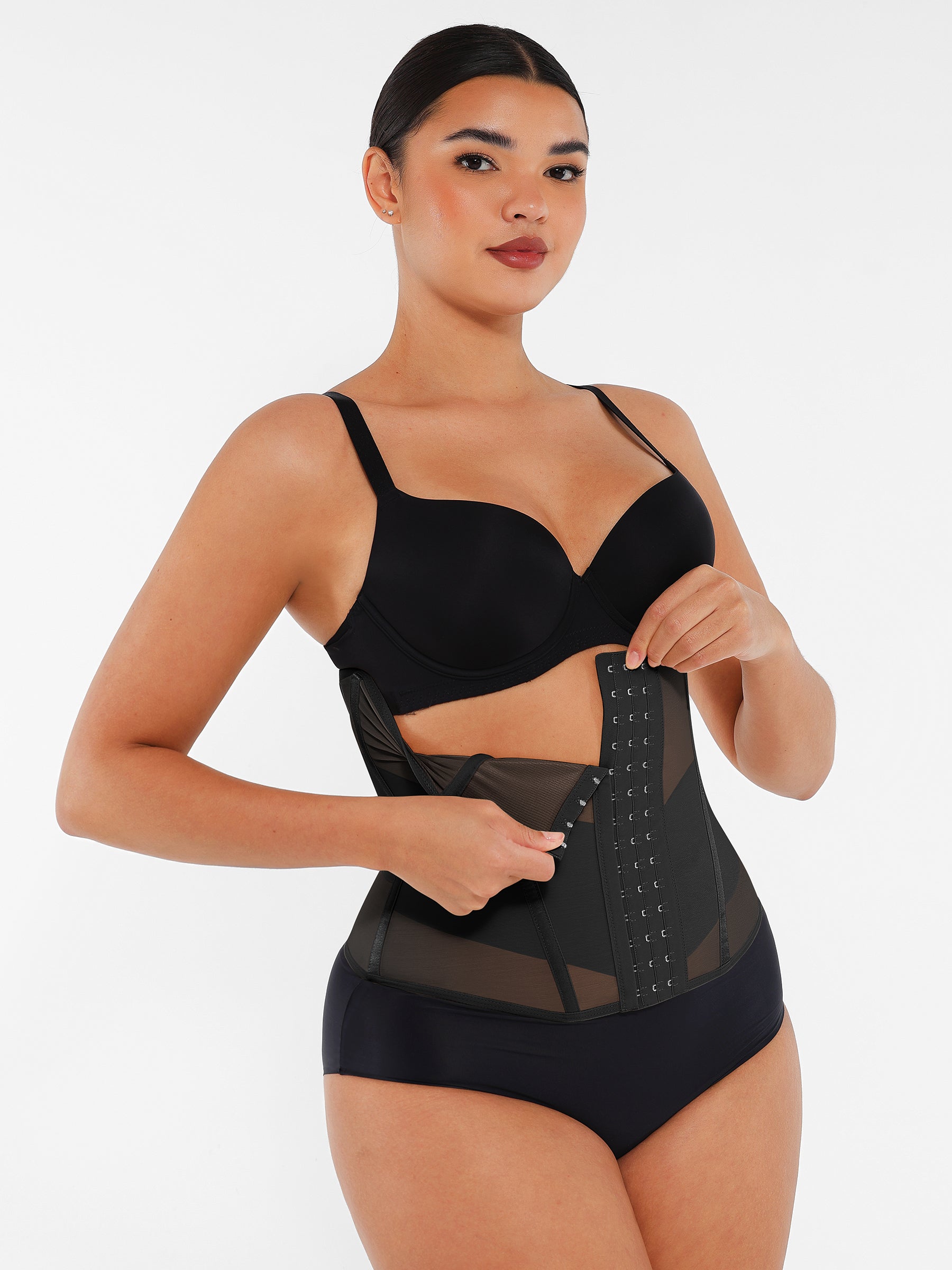 Feelingirl Women's Waist Trainer - High-Waisted Tummy Control Shapewear with Back Support - Black