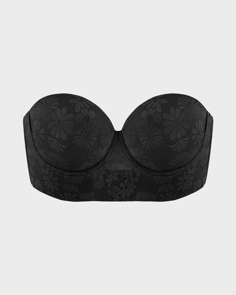 Sujetador Longline Sin Tirantes con Aros y Encaje Suave