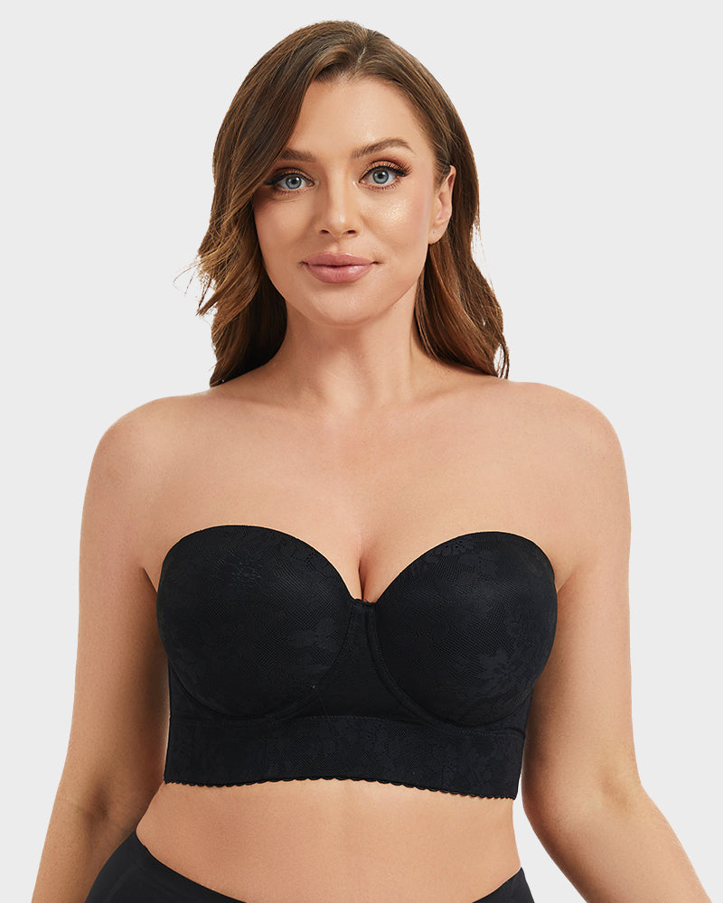 Sujetador Longline Sin Tirantes con Aros y Encaje Suave