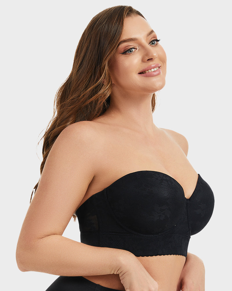 Sujetador Longline Sin Tirantes con Aros y Encaje Suave