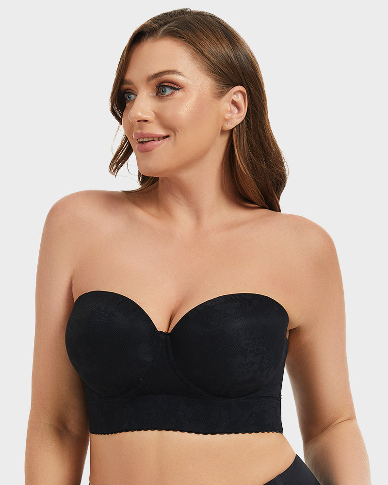 Sujetador Longline Sin Tirantes con Aros y Encaje Suave