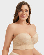 Sujetador Longline Sin Tirantes con Aros y Encaje Suave