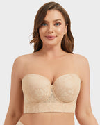 Sujetador Longline Sin Tirantes con Aros y Encaje Suave