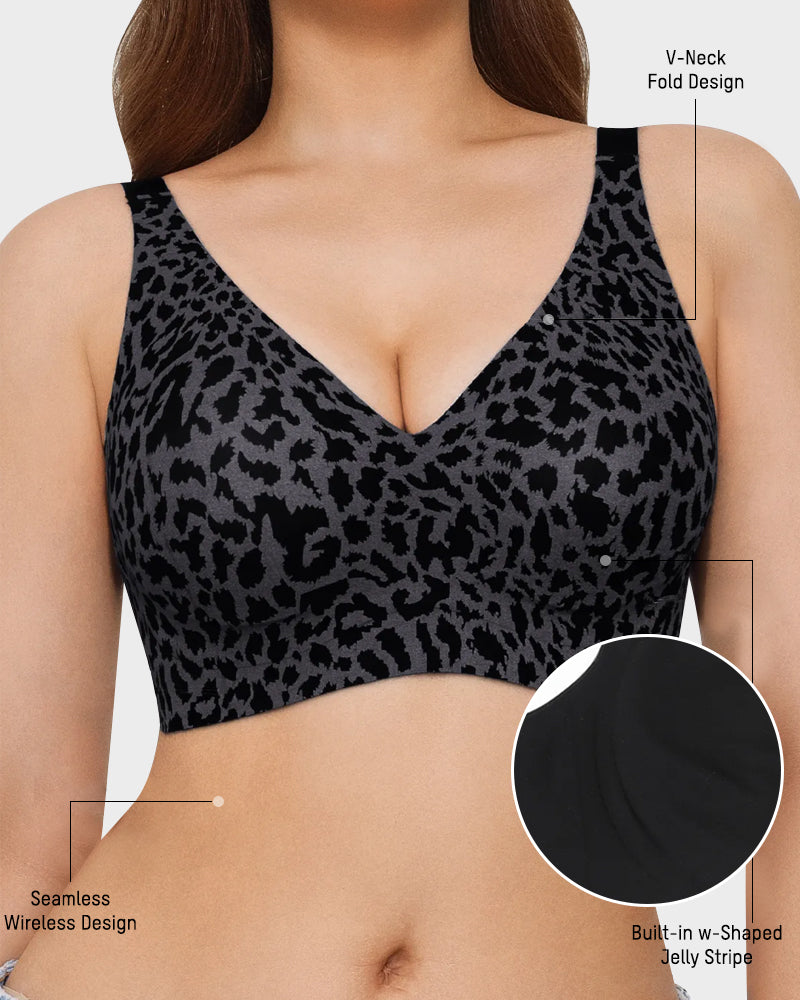 Sujetador Escote en V Sin Aros Estilo Leopardo