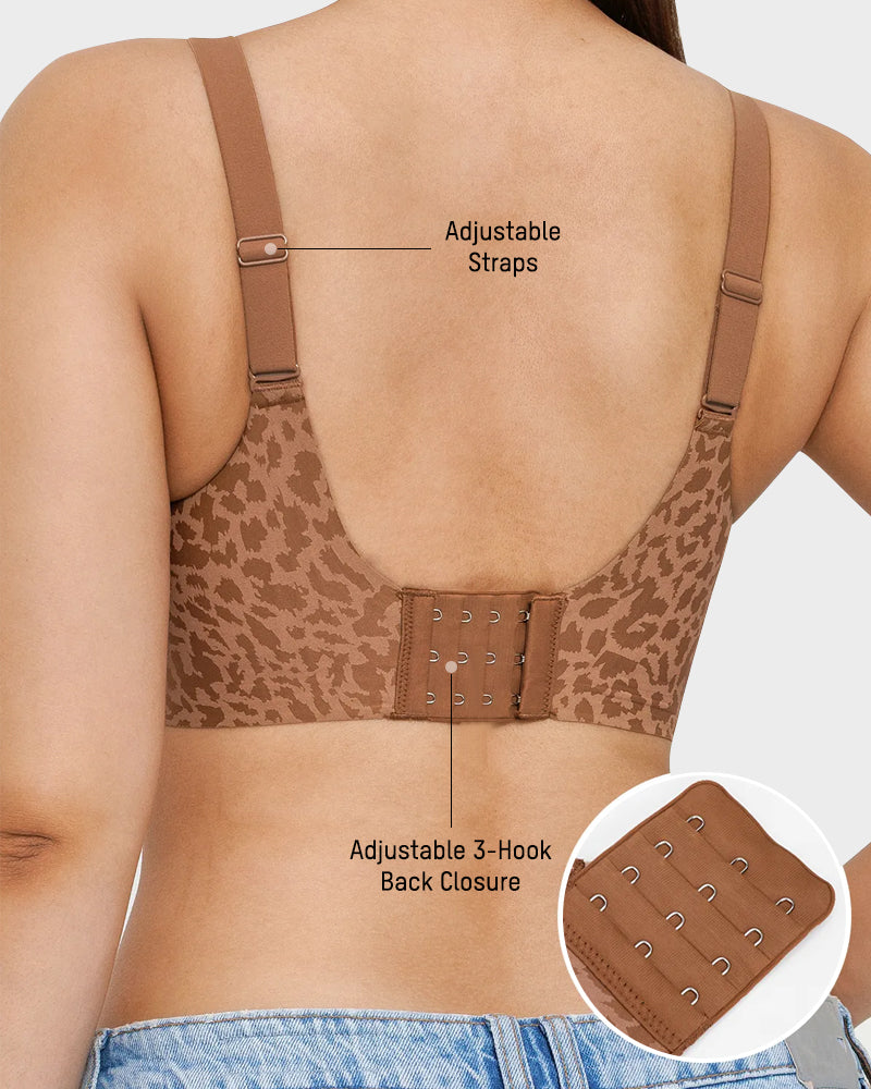 Sujetador Escote en V Sin Aros Estilo Leopardo